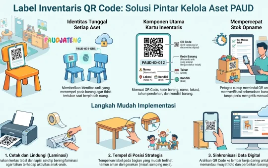 Kartu / Label Inventaris Barang PAUD ber-QR untuk Ditempel