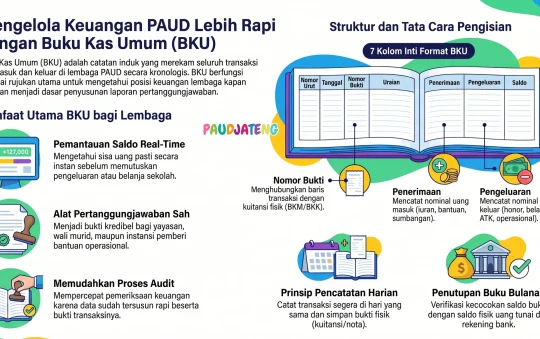 Contoh BKU: Buku Kas Umum PAUD (Tunai) Format Excel