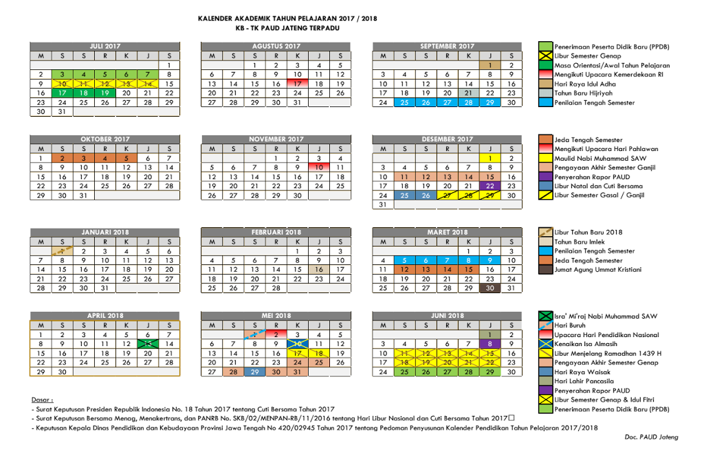 Kaldik Kalender Pendidikan PAUD TK-KB 2017/2018