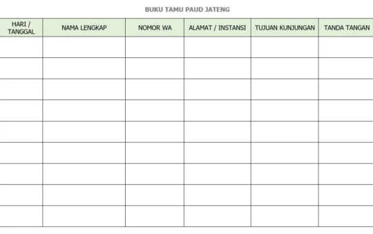 Contoh Buku Tamu Umum PAUD – Buku Administrasi