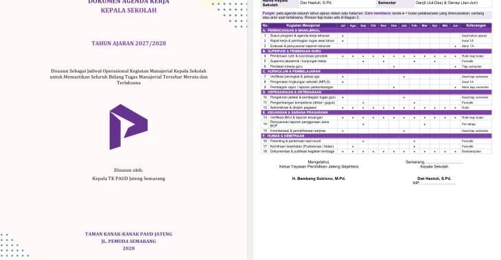 Contoh Agenda Kerja Kepala Sekolah PAUD/TK + Cara Isi