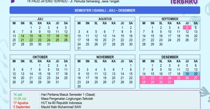 Kaldik PAUD 2026/2027 & Semua Tahun Kalender Pendidikan