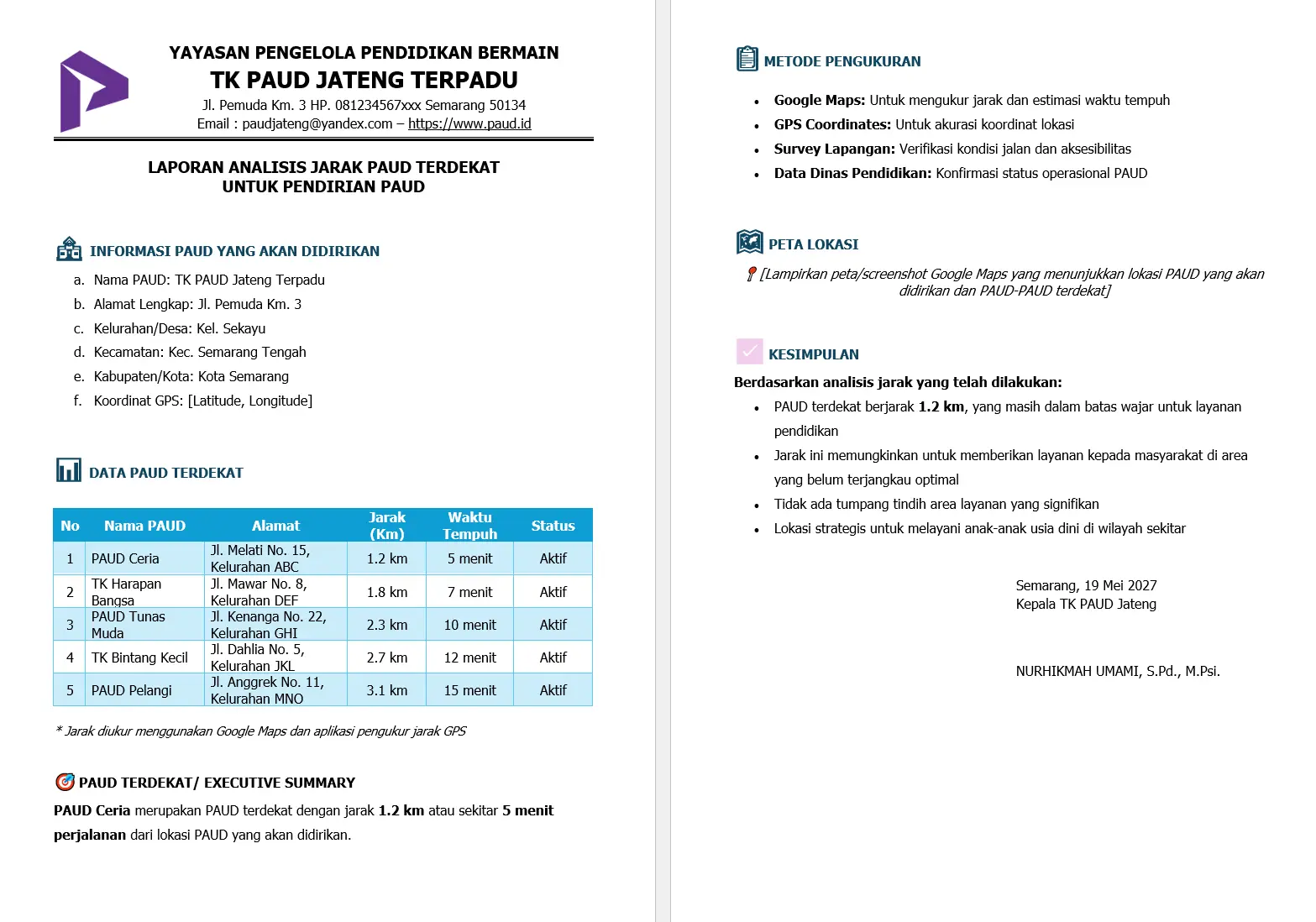 Preview Word Dokumen Laporan Analisis Jarak PAUD Terdekat dengan Lembaga Preview Word Dokumen Laporan Analisis Jarak PAUD Terdekat dengan Lembaga