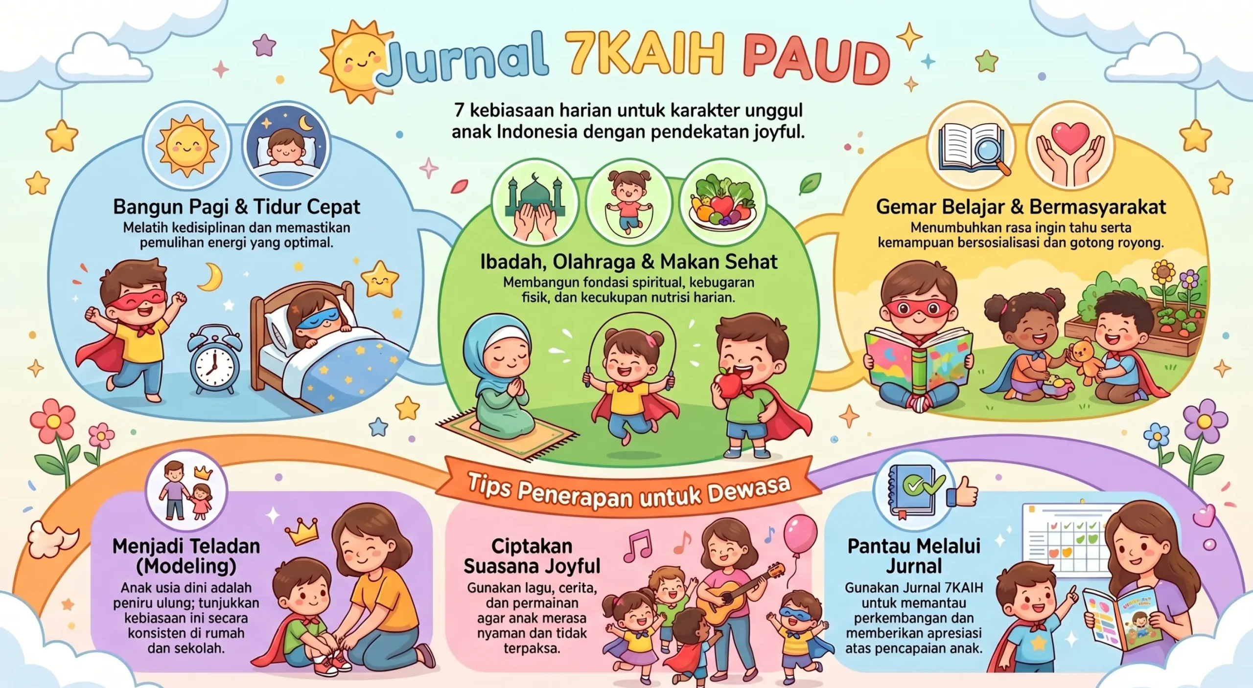 7 Kebiasaan Anak Indonesia Hebat (7KAIH) untuk PAUD dan implementasinya bersama orang tua